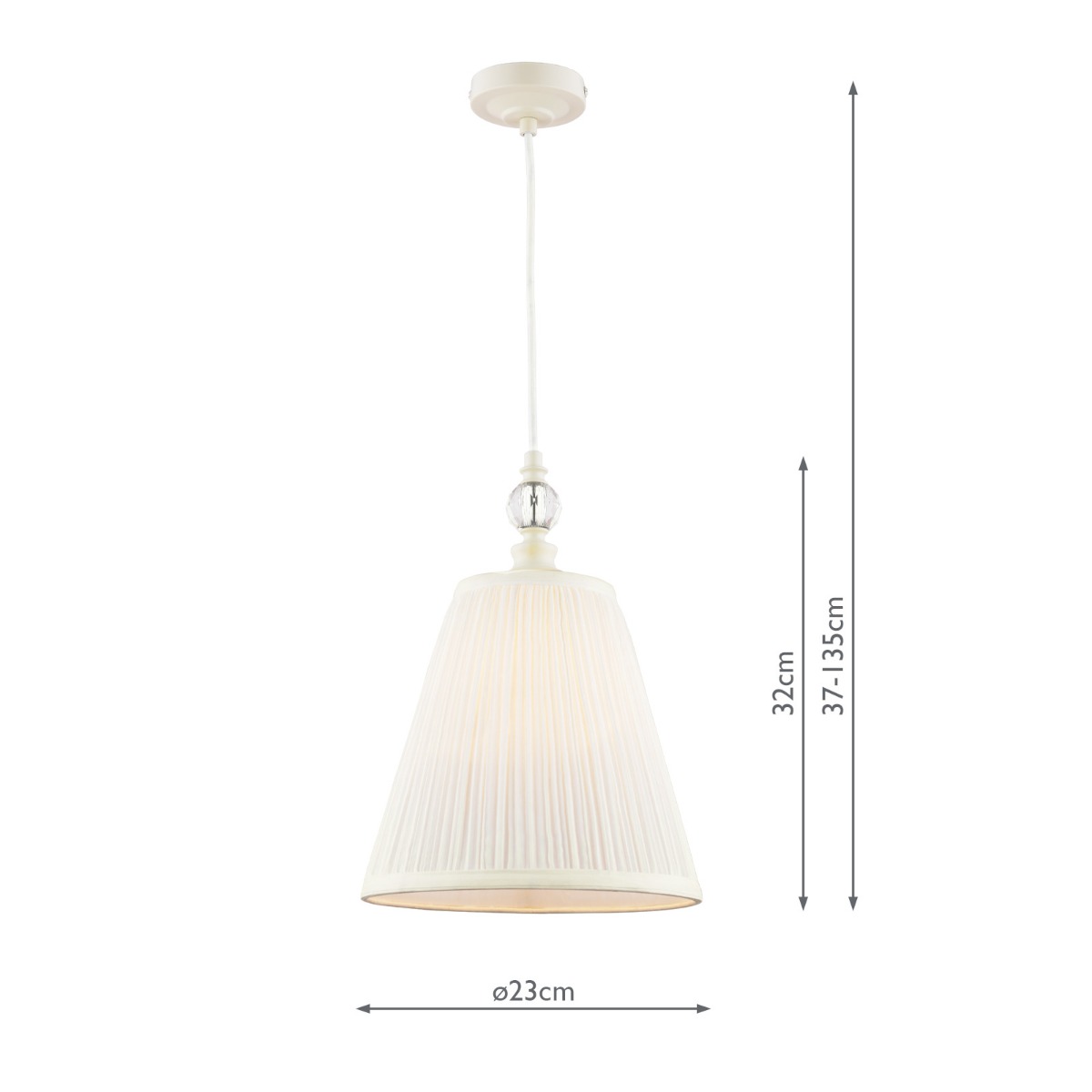 Laura Ashley Ellis Pendant Satin Cream and Crystal With Shade