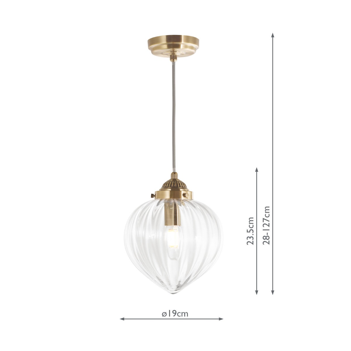 Laura Ashley Whitham Pendant Antique Brass and Ribbed Glass