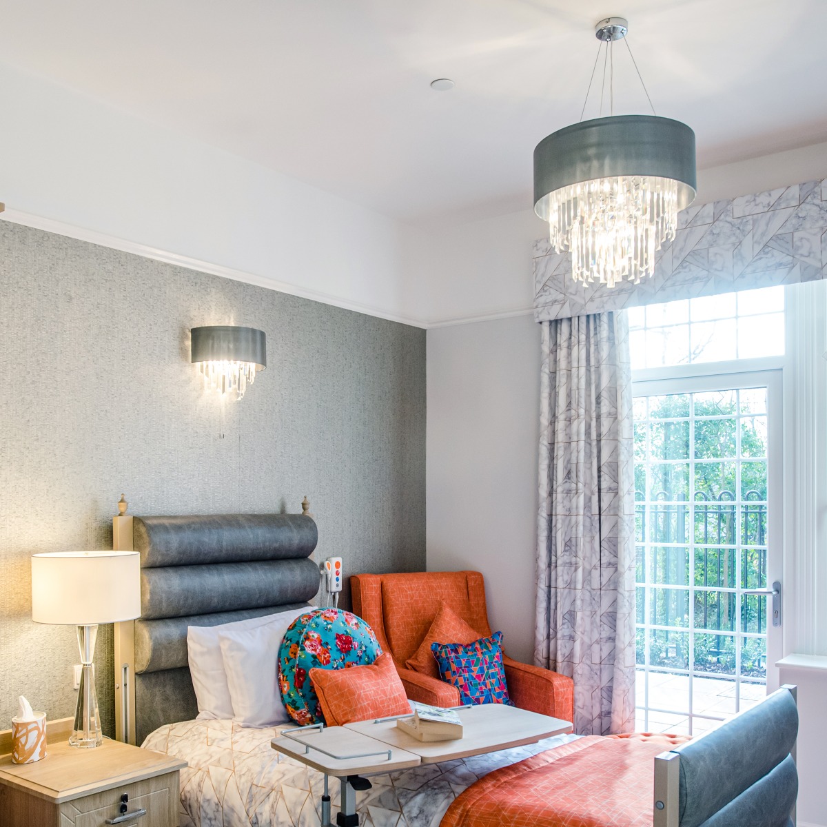 Risha 2 Light Table Lamp Crystal & Polished Nickel With Shade