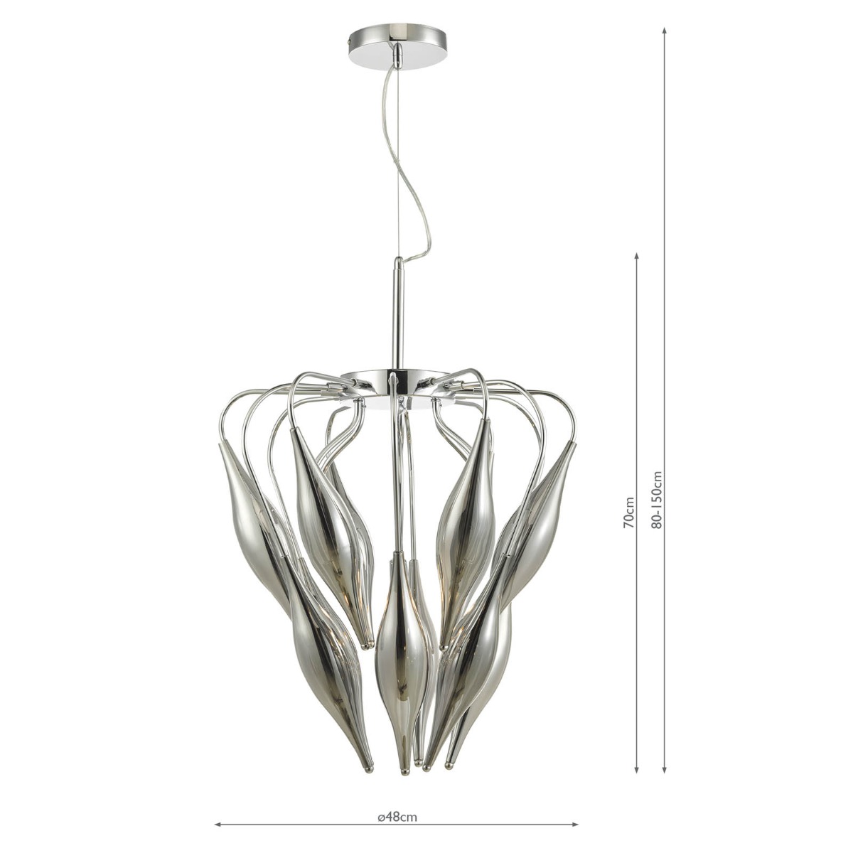 Magdalena 6 Light Pendant Polished Chrome and Smoked Glass