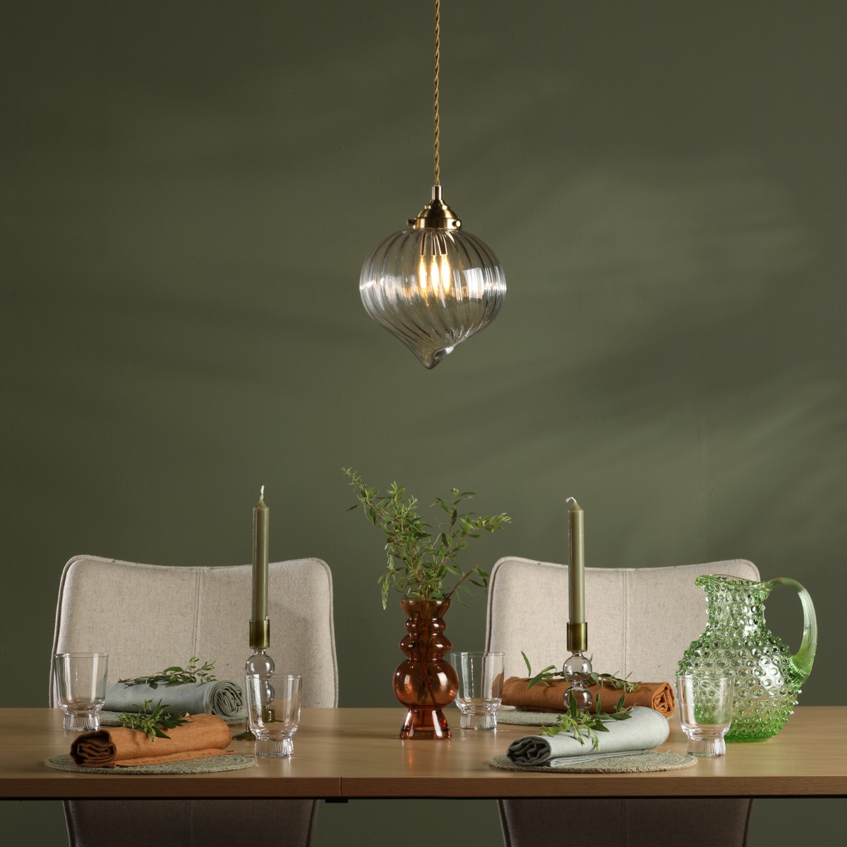 Mya Pendant Antique Brass Glass