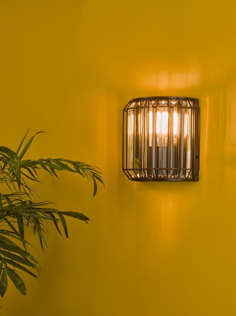 Naeva 2 Light Wall Light Matt Black and Crystal