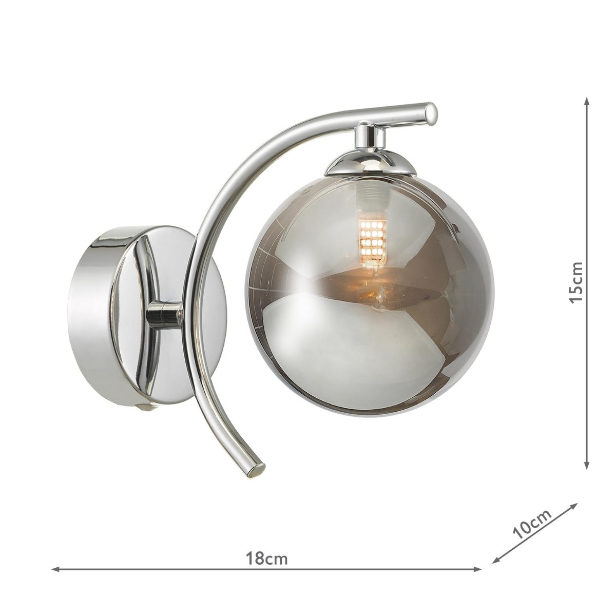 Nakita Wall Light Polished Chrome With Smoked Glass