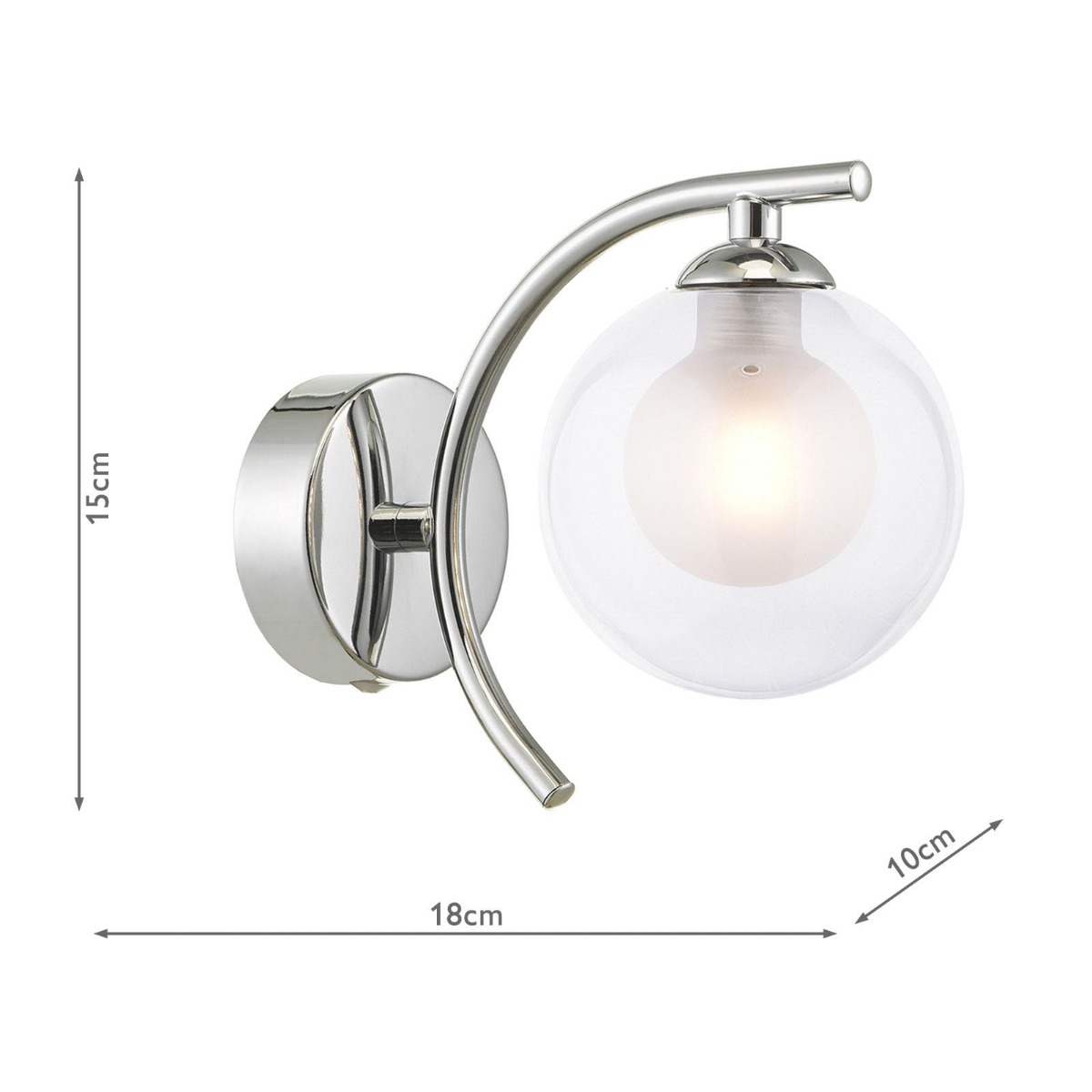 Nakita Wall Light Polished Chrome With Clear/Opal Glass