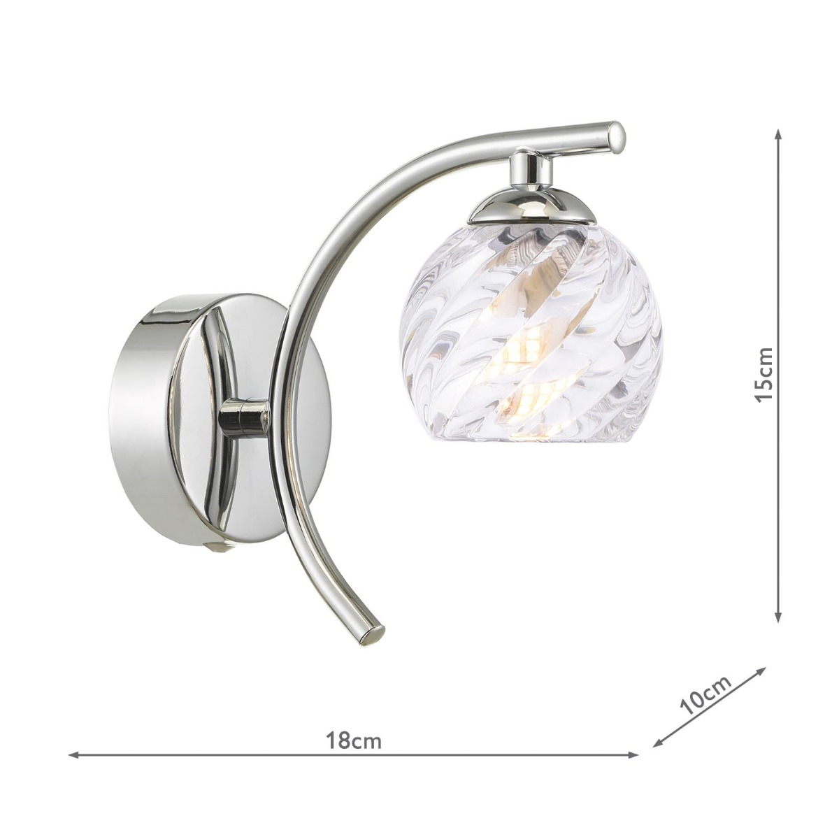 Nakita Wall Light Polished Chrome With Twisted Open Glass