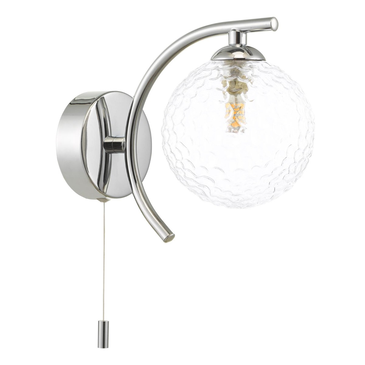 Nakita Wall Light Polished Chrome With Clear Hammered Glass