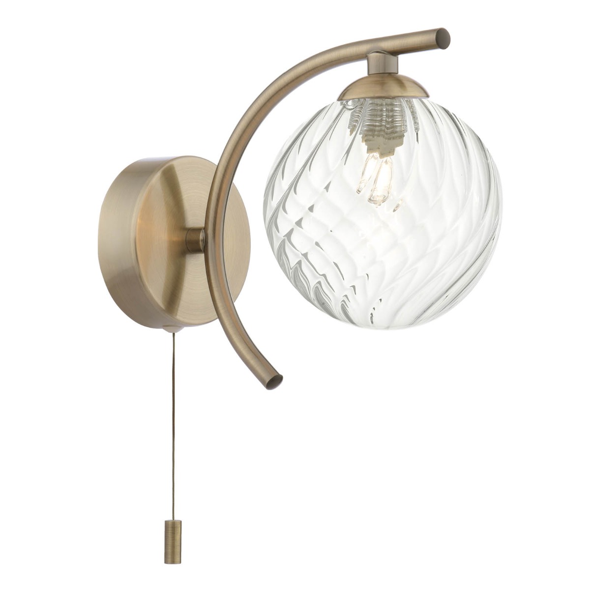 Nakita Wall Light Antique Brass With Twisted Glass