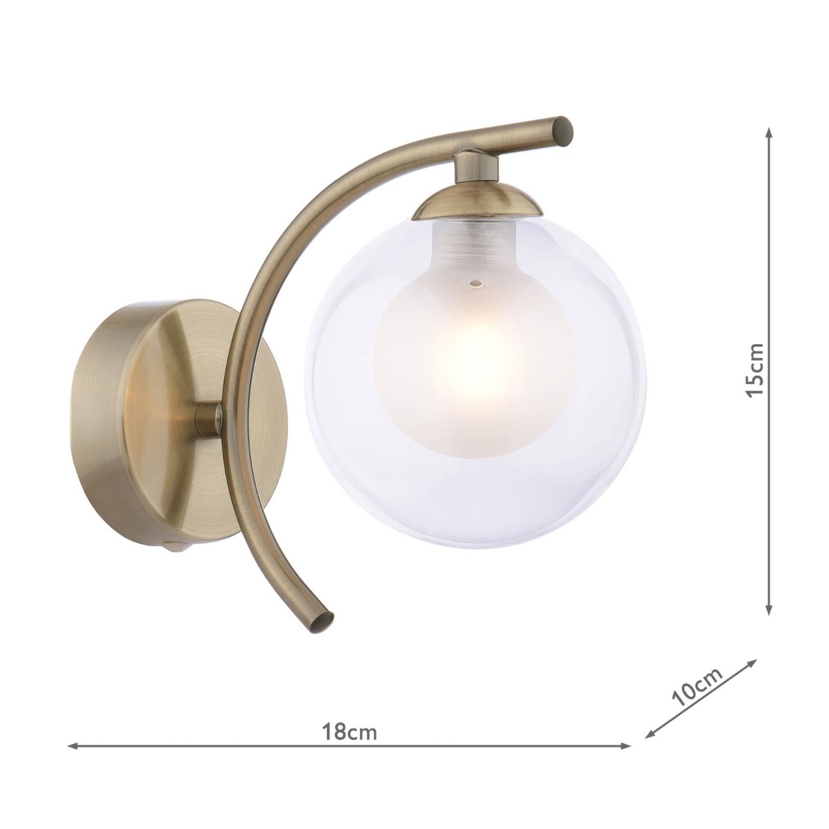 Nakita Wall Light Antique Brass and Glass