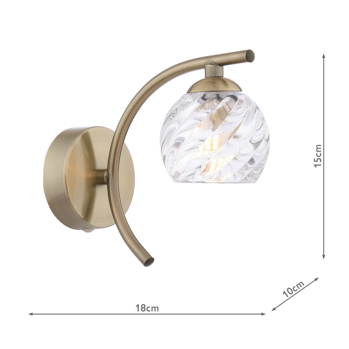 Nakita Wall Light Antique Brass and Glass