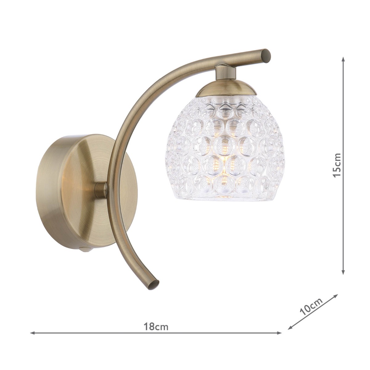 Nakita Wall Light Antique Brass and Glass