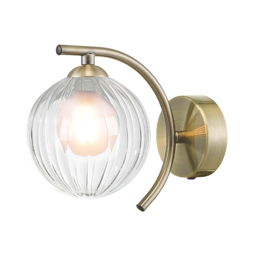 Nakita Wall Light Antique Brass With Clear/Opal Glass