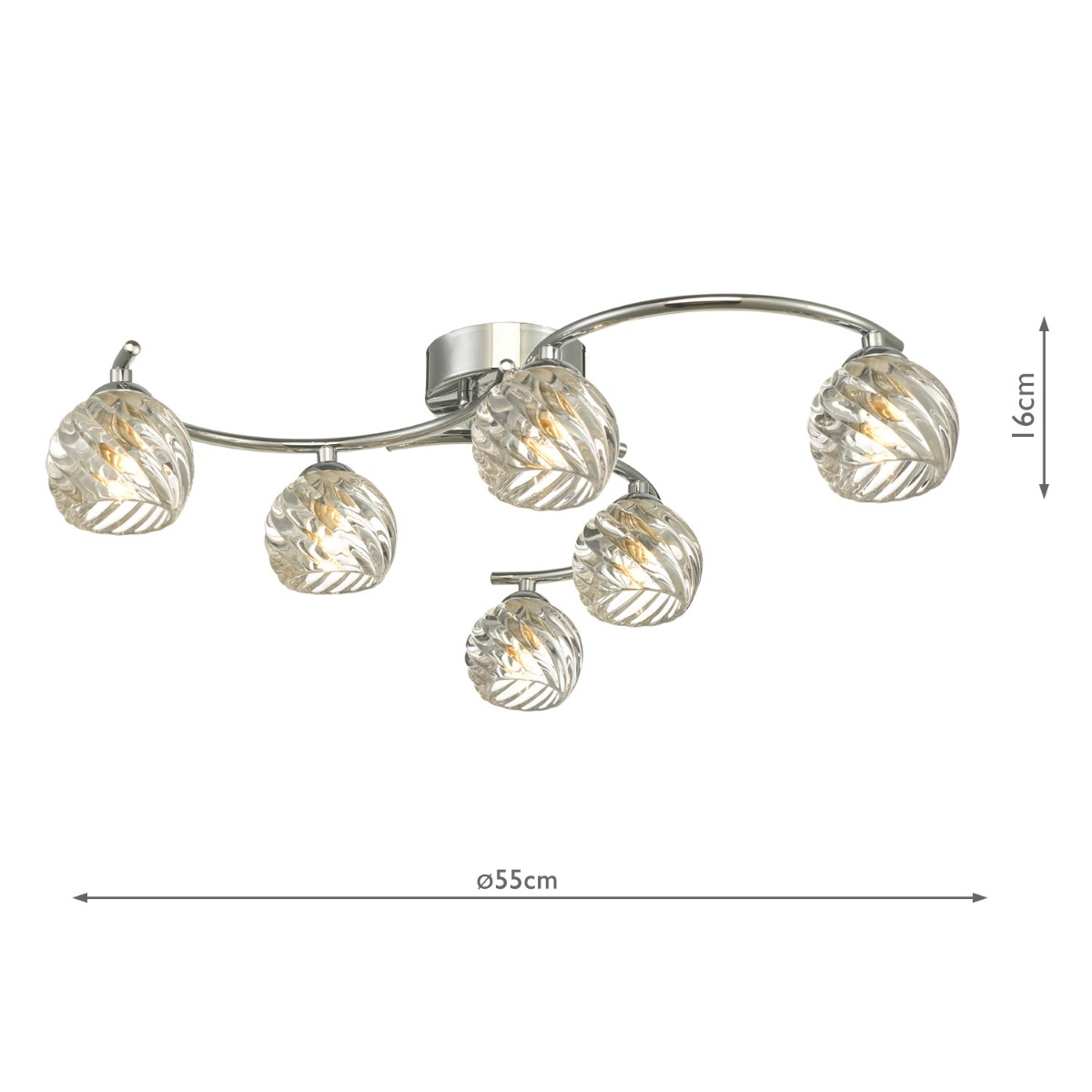 Nakita 6lt Semi Flush Polished Chrome With Twisted Open Glass