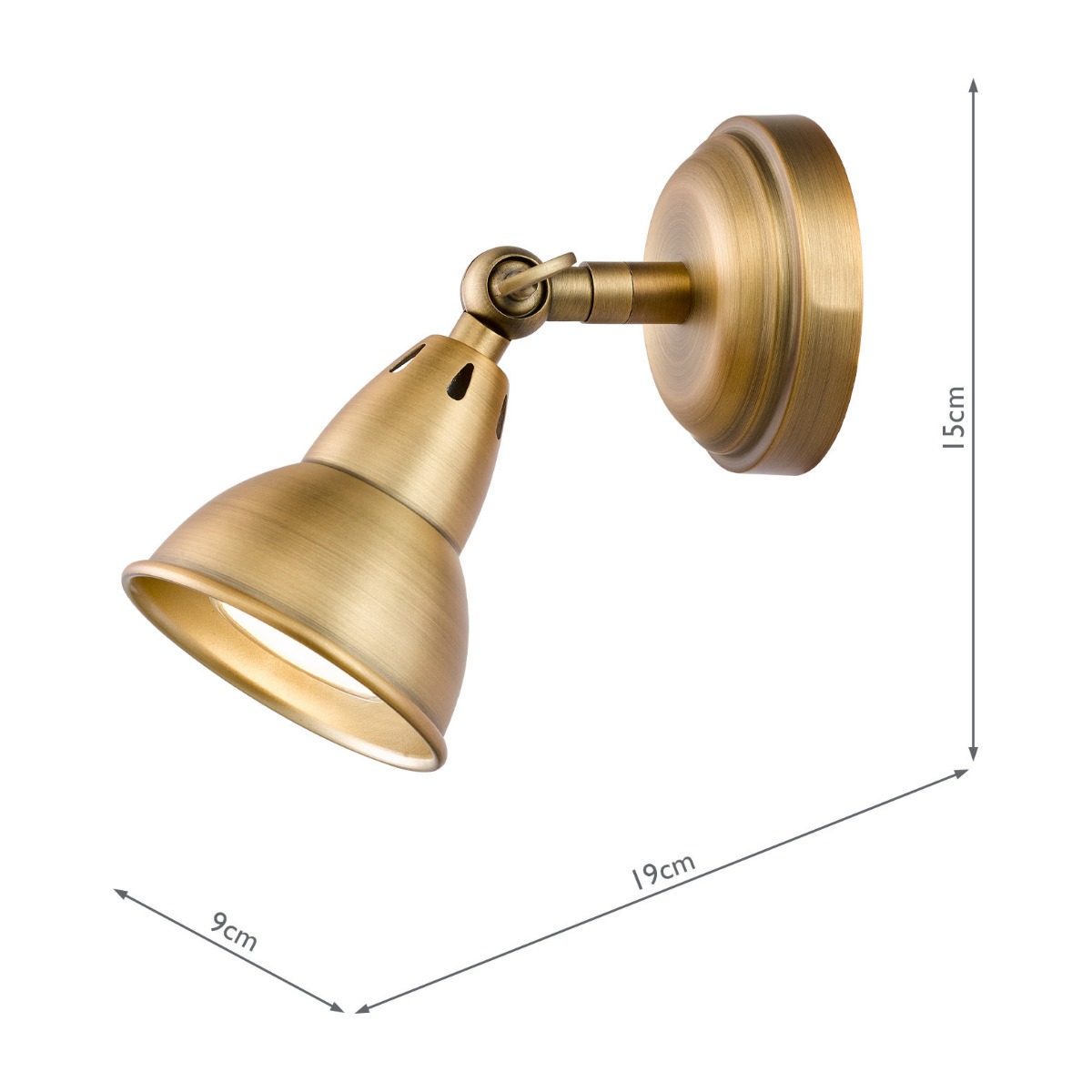 Nathaniel Single Wall Spotlight Aged Brass
