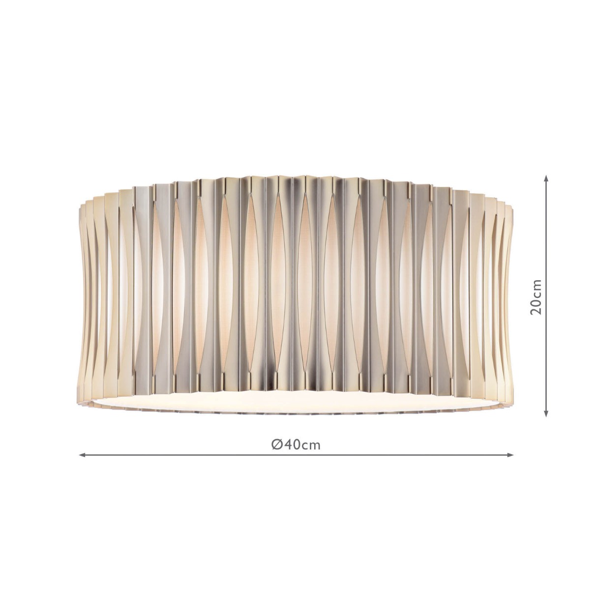Netra 3 Light Flush Satin Bronze and Ivory