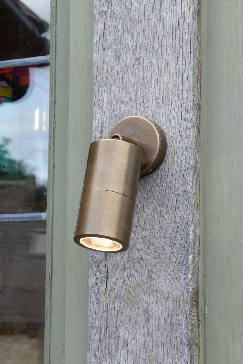 Ortega Outdoor Single Spotlight Natural Brass IP65