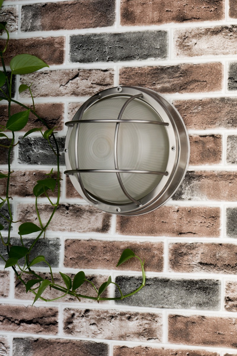 Salcombe Round Outdoor Wall Light Stainless Steel Glass IP44