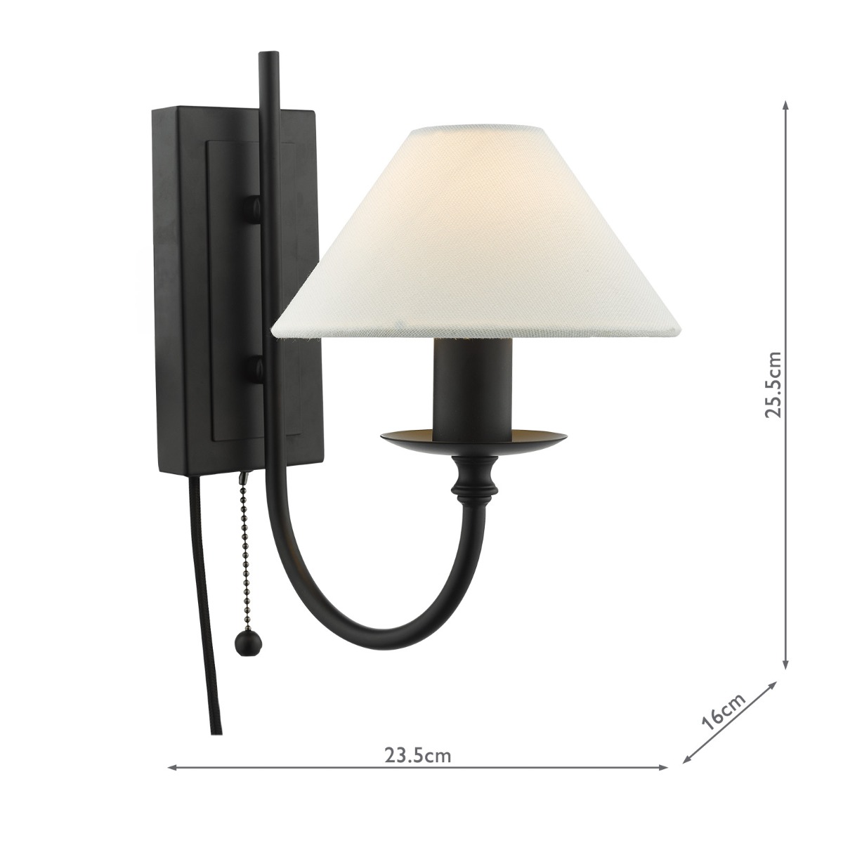 Sivan Plugged Wall Light Matt Black With Shade