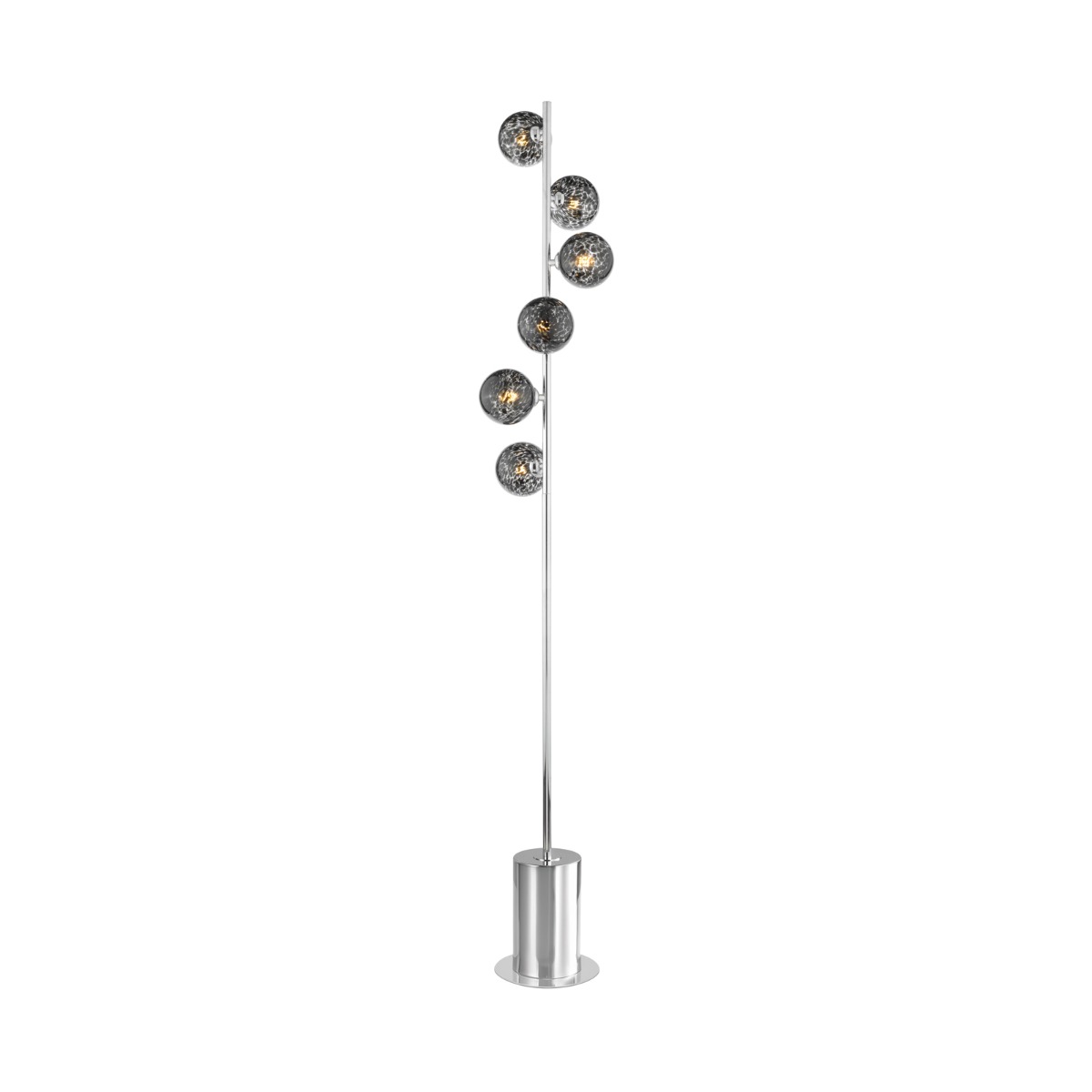 Spiral 6 Light Floor Lamp Polished Chrome With Black Confetti Glass