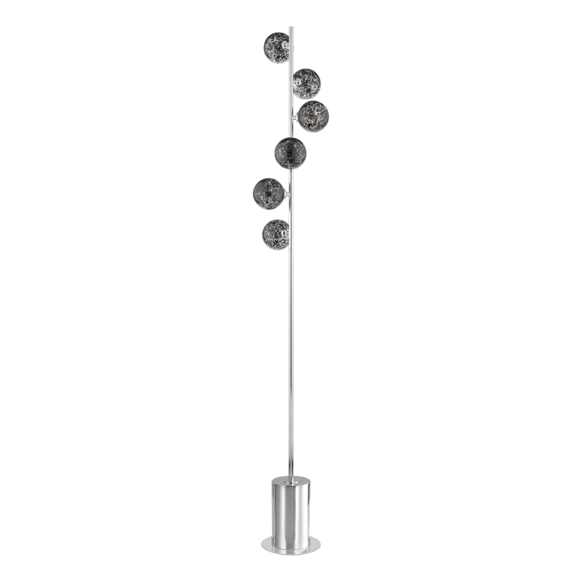 Spiral 6 Light Floor Lamp Polished Chrome With Black Confetti Glass