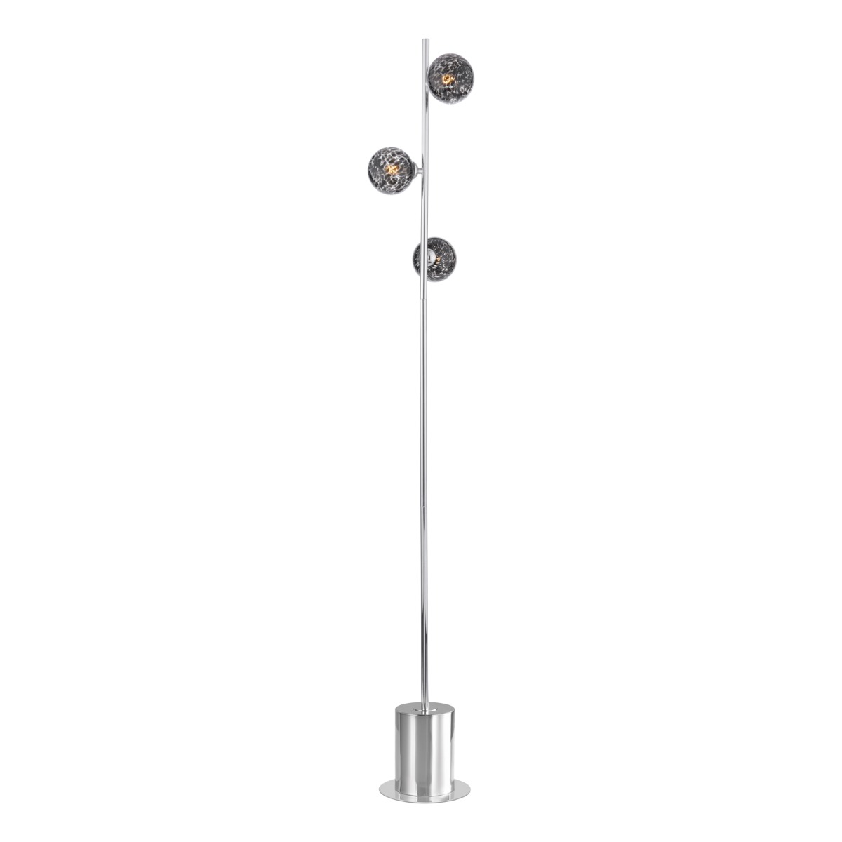 Spiral 3 Light Floor Lamp Polished Chrome With Black Confetti Glass