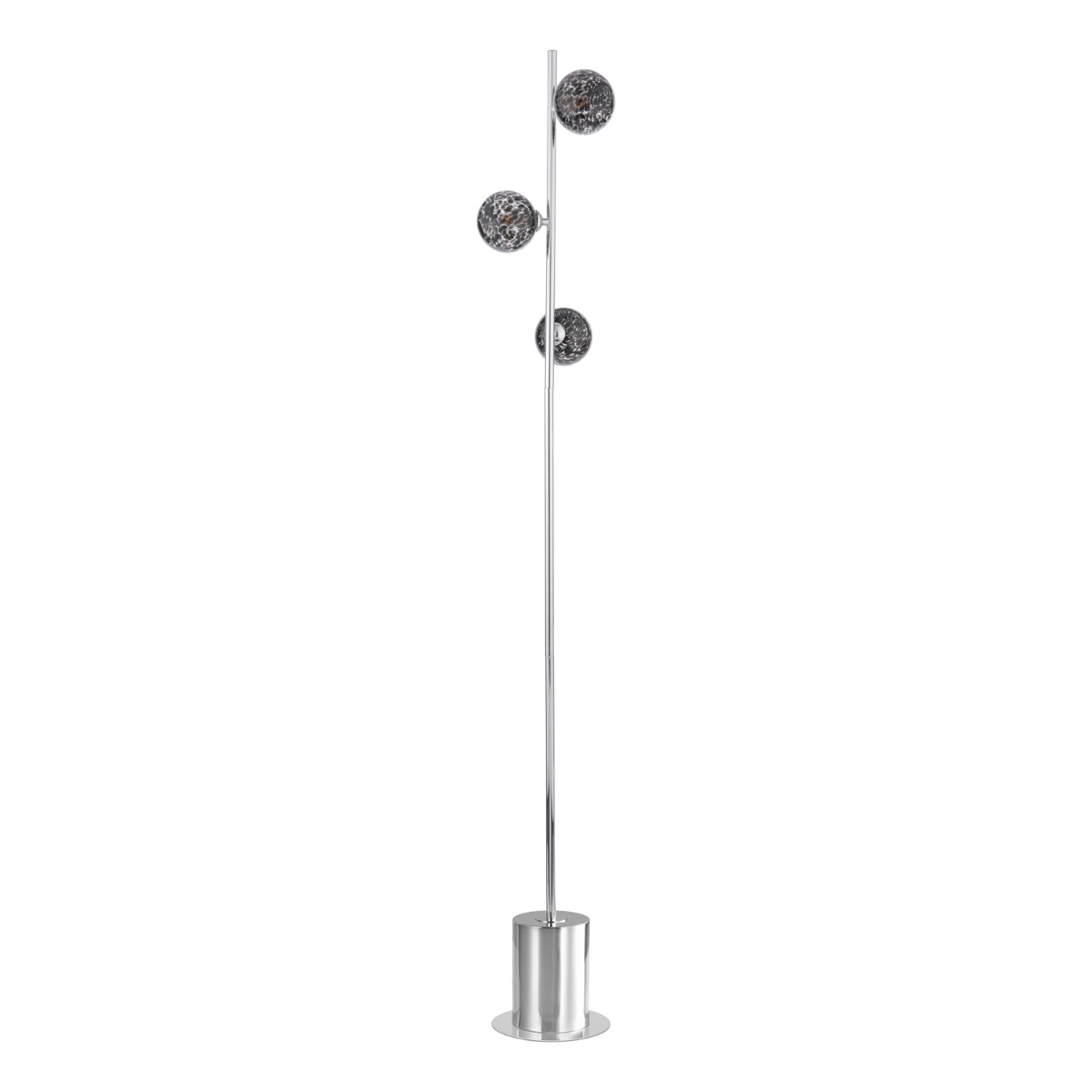 Spiral 3 Light Floor Lamp Polished Chrome With Black Confetti Glass