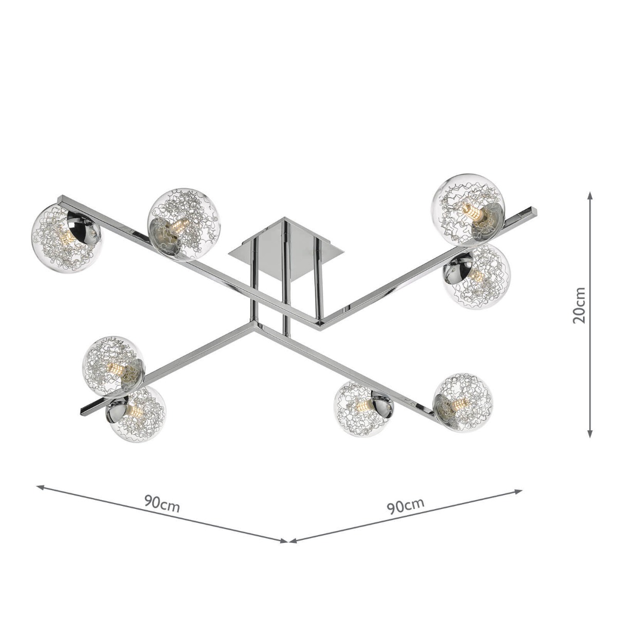 Taghrid 8 Light Semi-Flush Polished Chrome and Glass