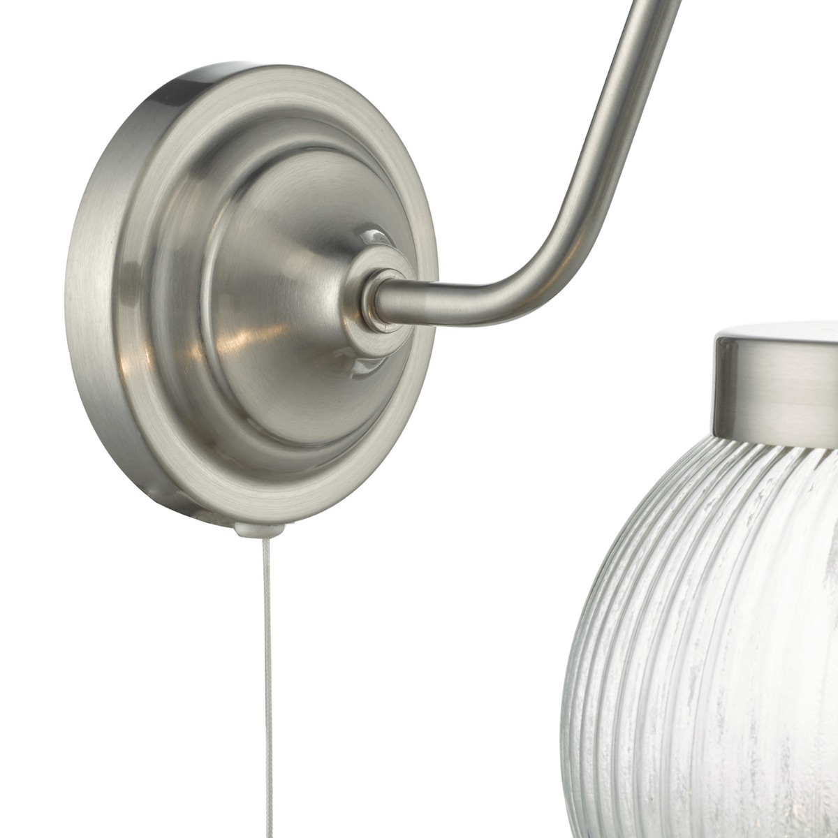 Tamara Wall Light Satin Nickel Ribbed Glass