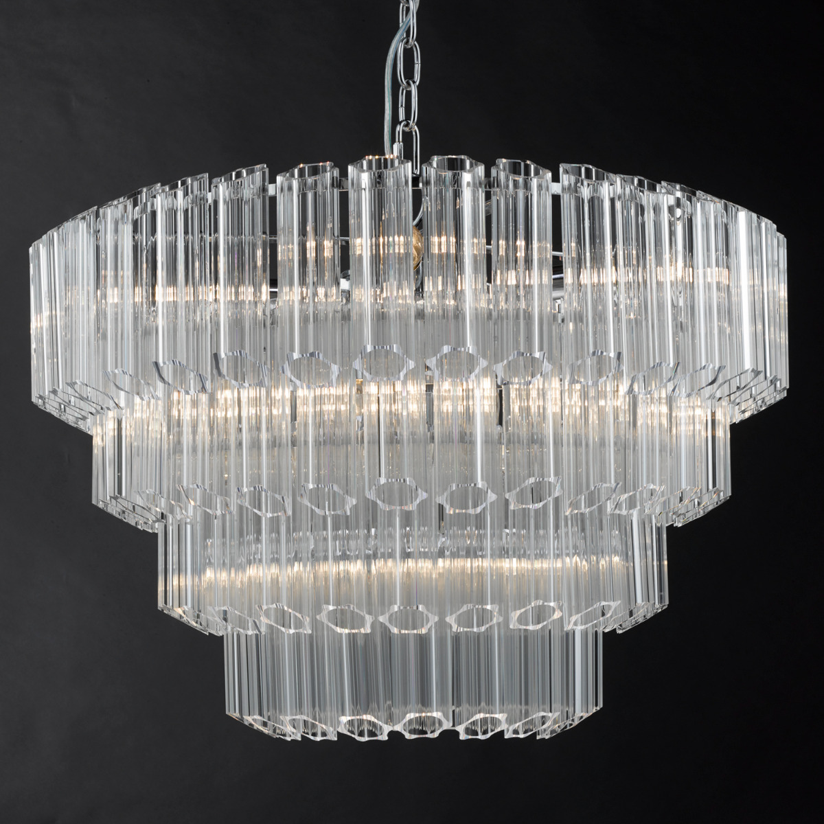 Tuvalu 9 Light Chandelier Glass and Polished Chrome