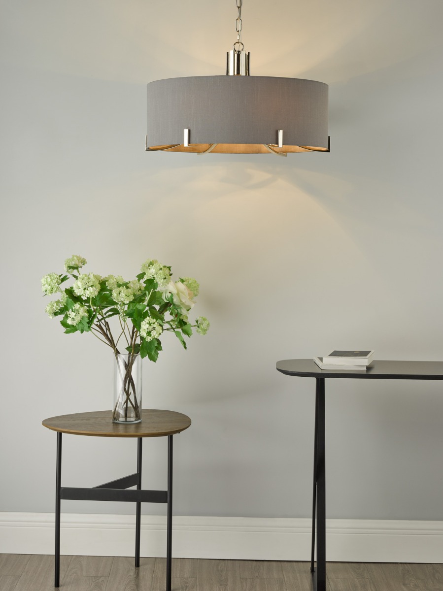 Veyron 6 Light Pendant Polished Nickel With Shade