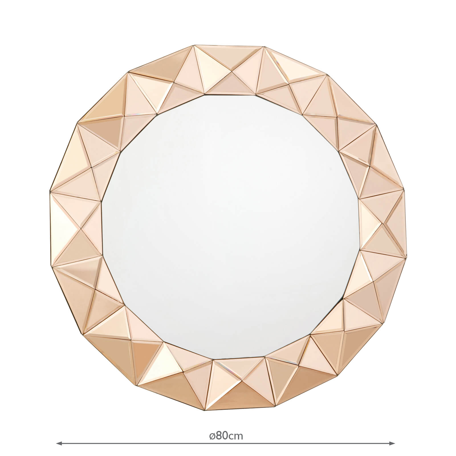 Cetara Round Mirror With Rose Gold 3d, Gold Circular Mirror 80cm