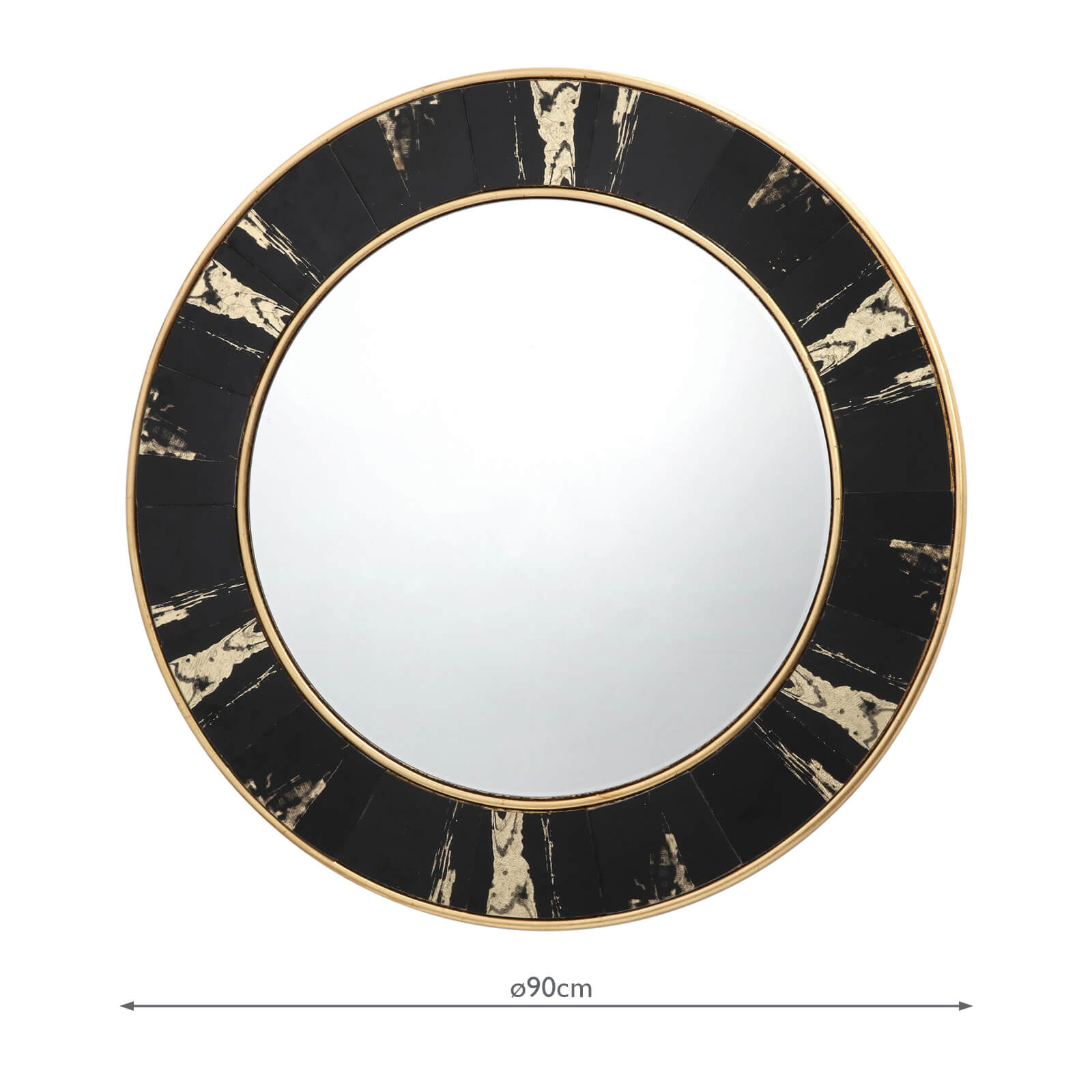 Sidone Round Mirror With Black Gold, Gold Circular Mirror 80cm