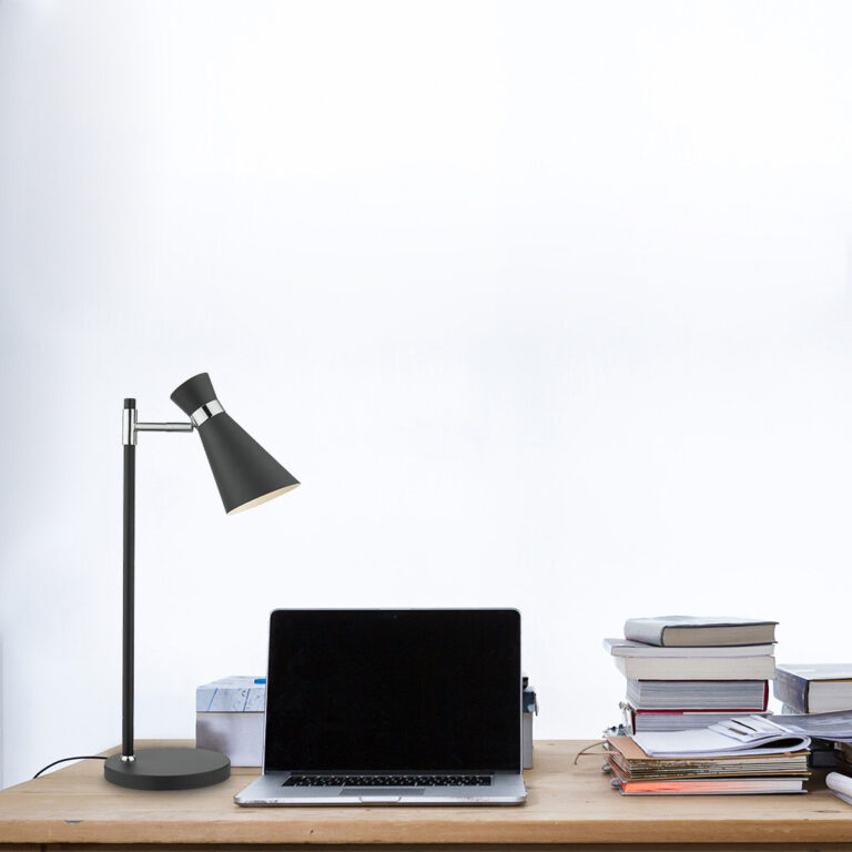 Ashworth Table Lamp Matt Black & Polished Chrome