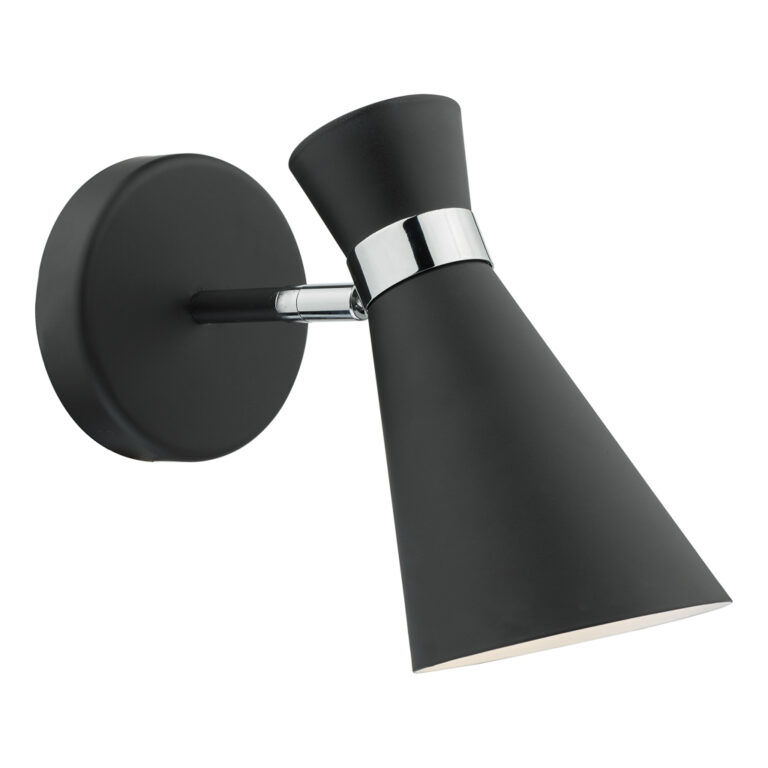 Ashworth Wall Light Matt Black & Polished Chrome