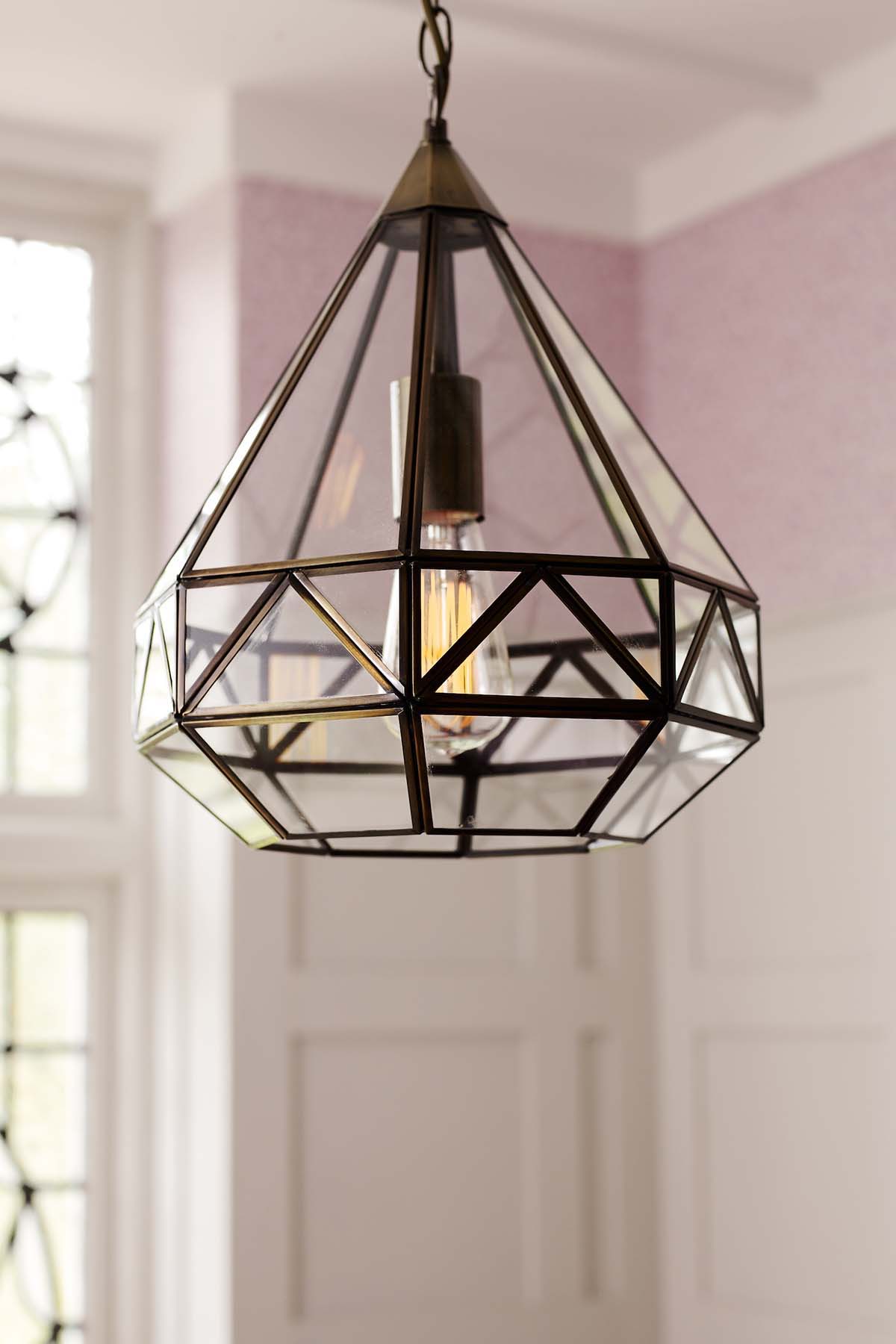 Laura Ashley Zaria Antique Brass 1 Light Lantern Pendant Ceiling Light