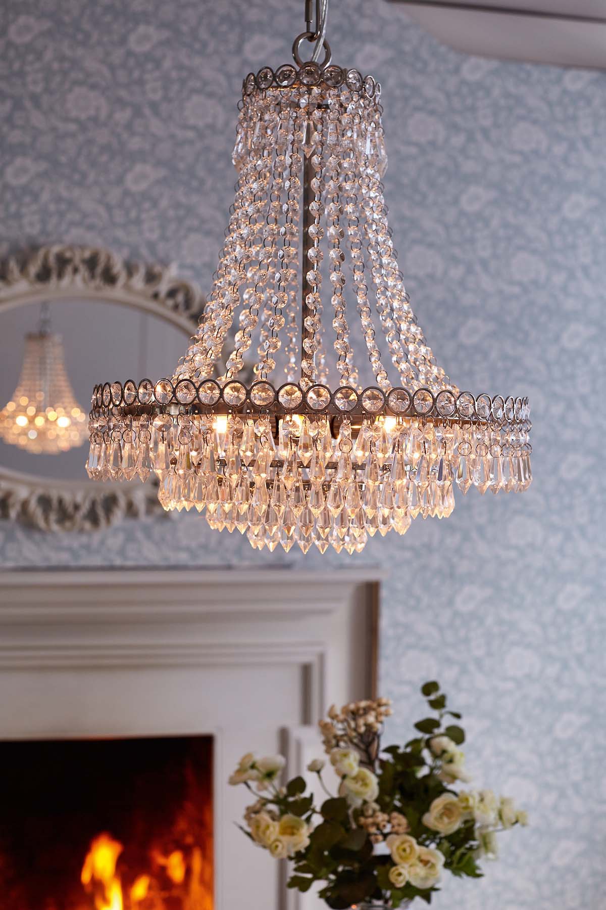 Laura Ashley Enid Polished Nickel & Cut Glass 5 Light Chandelier