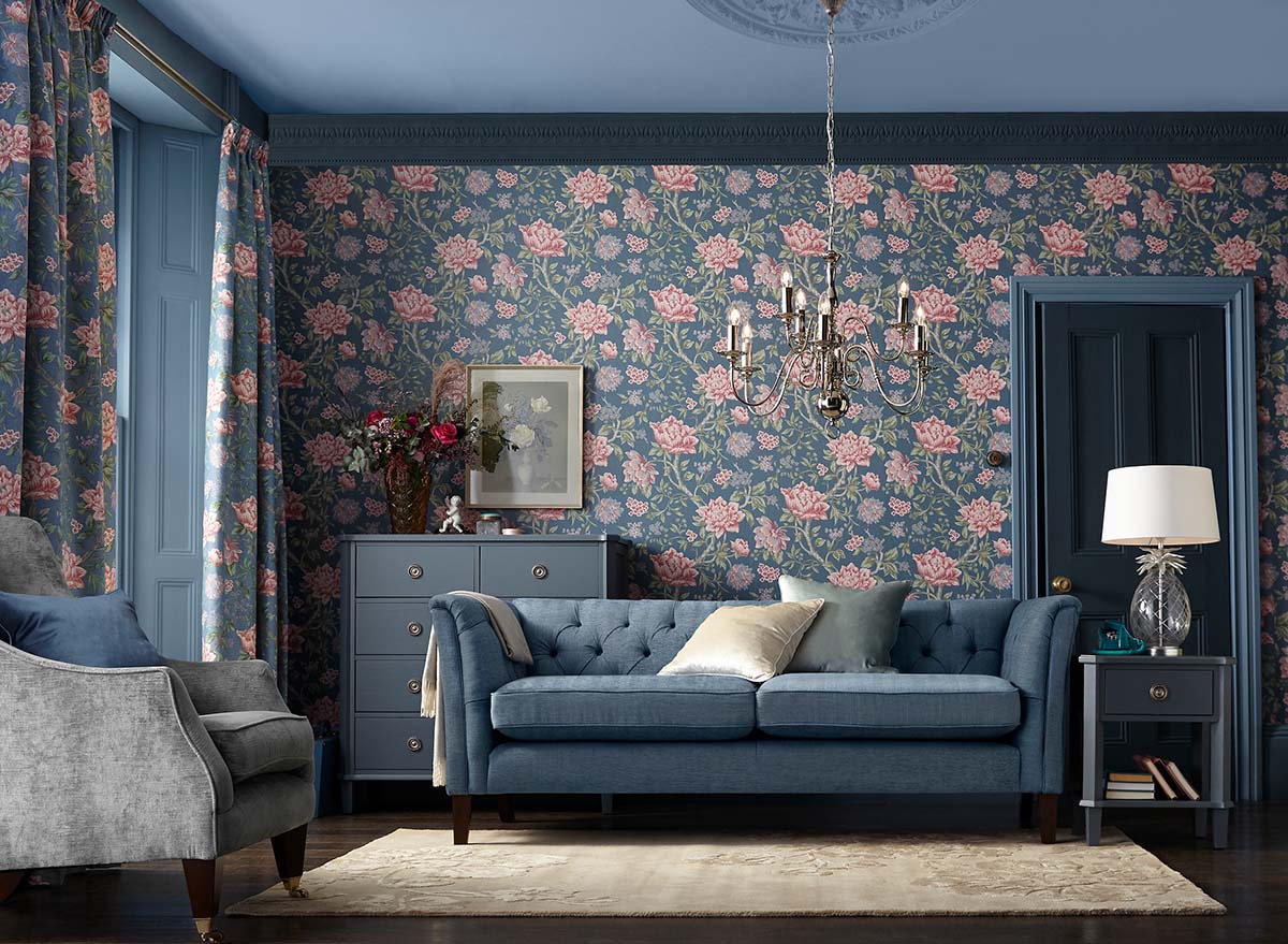 Laura Ashley Winchester Statement Polished Chrome 9 Light Chandelier and Pineapple Clear Cut Glass Table Lamp with Ivory shade